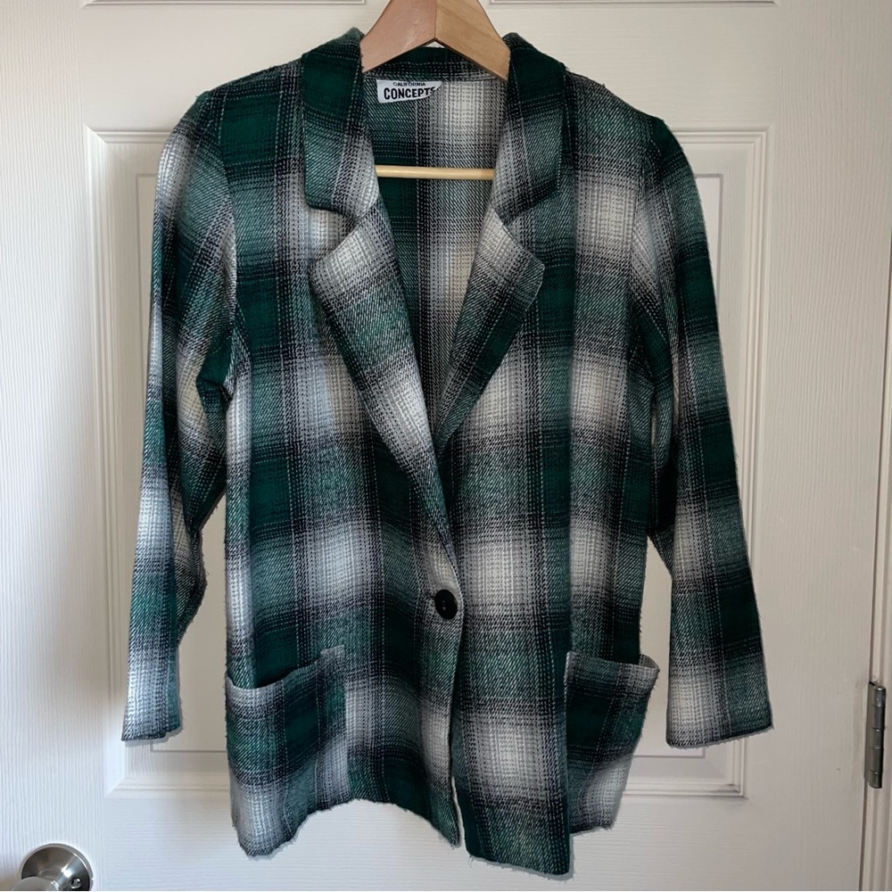 Plaid Green Lightweight Blazer